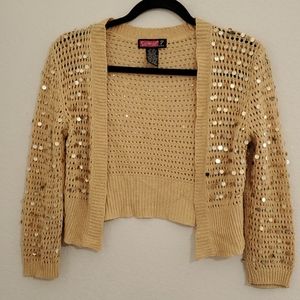 SAYWHAT Gold spangle embellished long sleeve cardigan Med.